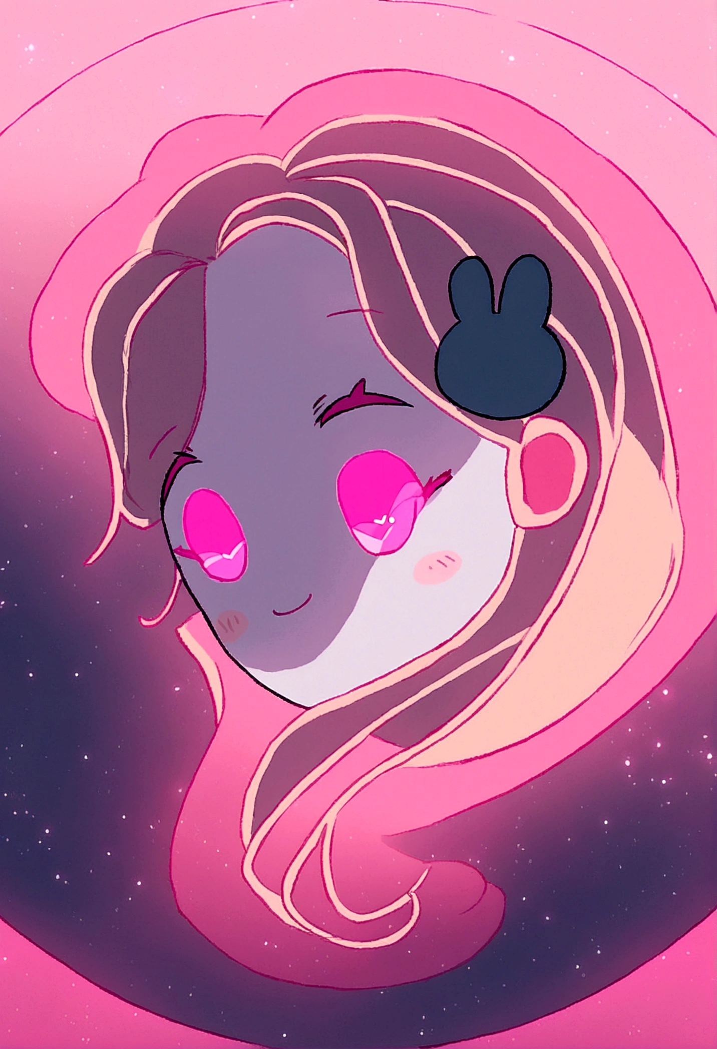 a close up of a cartoon girl with a pink bow in her hair, avatar for website, yami kawaii, anime style”, pink girl, chibi, pink face, pink iconic character, cartoonish cute, avatar with a blond hair, , cute anime face, glowing pink face, extremely cute anime girl face, pixvy, cooky, (pink colors)