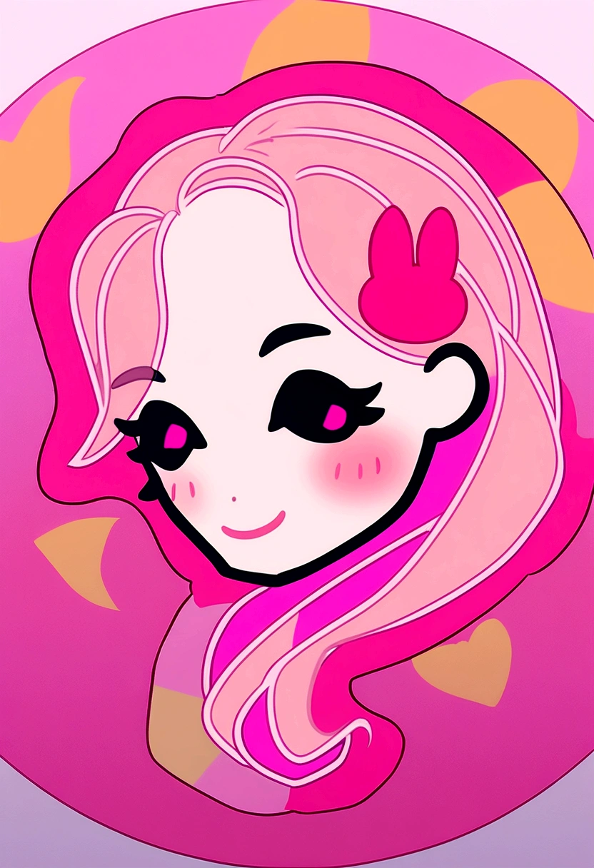 a close up of a cartoon girl with a pink bow in her hair, avatar for website, yami kawaii, anime style”, pink girl, chibi, pink face, pink iconic character, cartoonish cute, avatar with a blond hair, , cute anime face, glowing pink face, extremely cute anime girl face, pixvy, cooky, (pink colors)