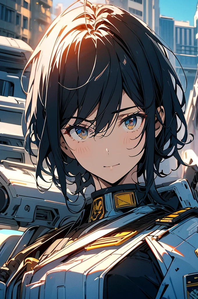 (High resolution, clear_image) Top Quality Guy, masterpiece, Very detailed, Semi-realistic, black man with short hair, Middle hair, 18-year-old, young, Tall and strong, Pure white clothes, white, uniform, army sergeant school, Undisciplined, Uninhibited, good looking, authoritarian, Powerful aura, Satan, Angel, Beautiful Faces, Facial details,