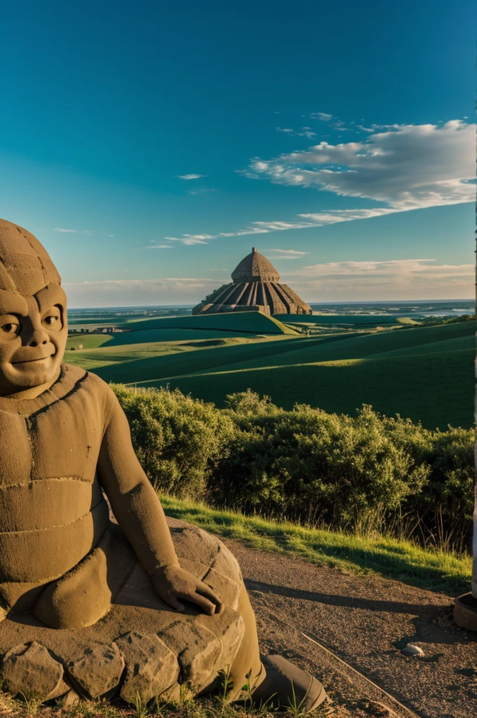 Golem sitting towards the horizon