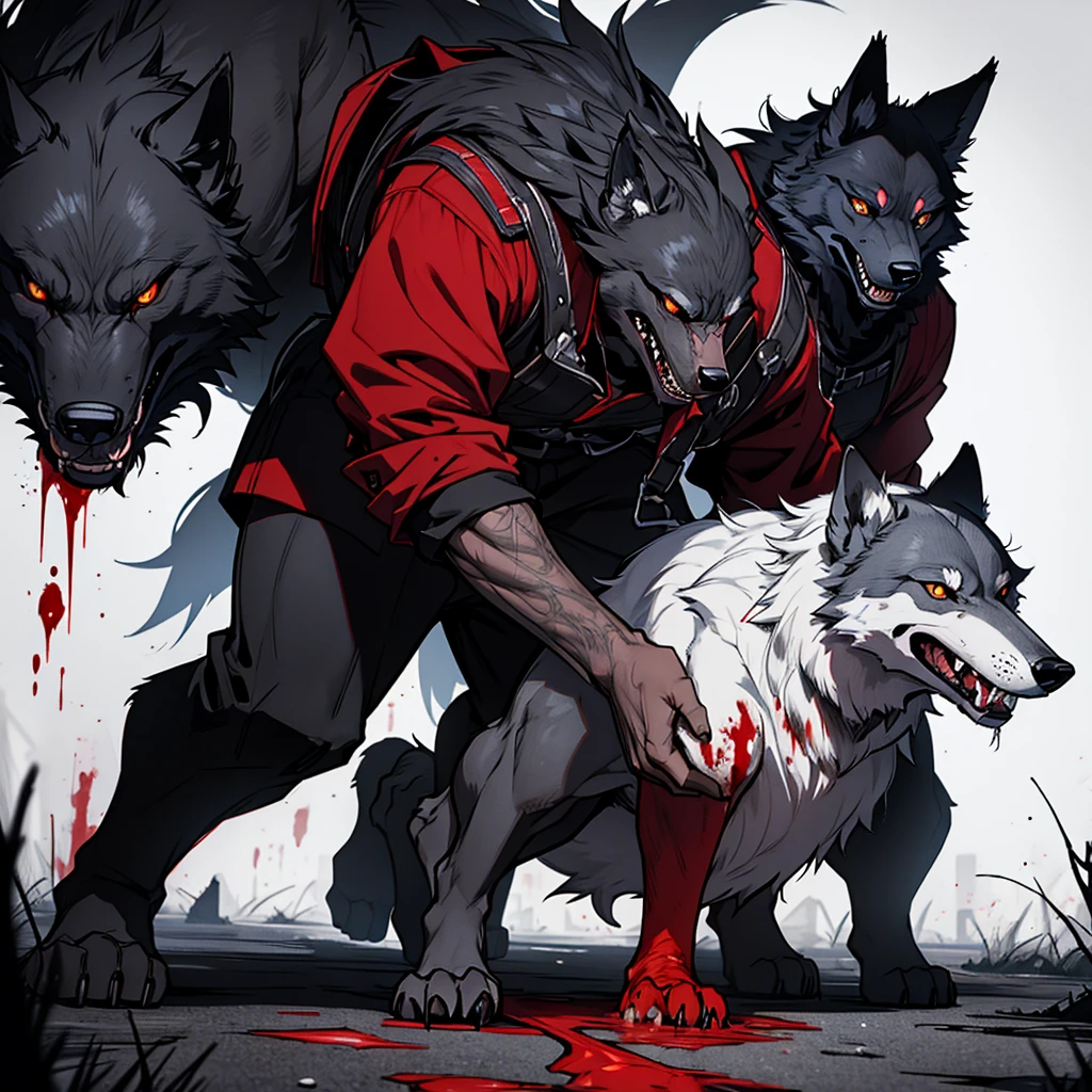 Background wolf fangs and blood bloodstains black color analog terror