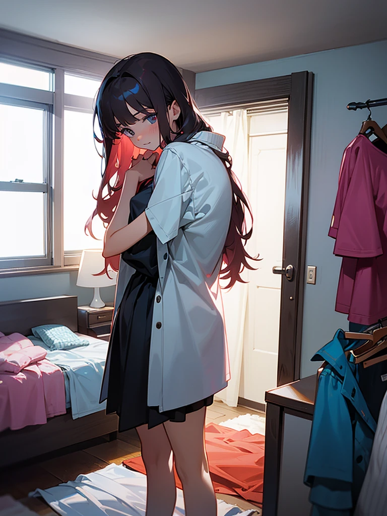 18 year old girl changing clothes in her bedroom.