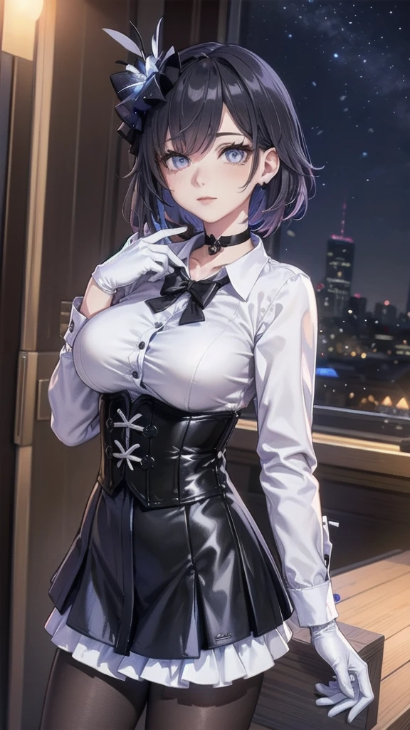 (Best quality at best, 4K, 8K, A high resolution, masterpiece:1.2), ultra - detailed, Nice face, detailedfacialfeatures, size is medium, Realistic skin, wears white summer dress, underbust singe, sleeveless top, (A high resolution: 1.1), (actual: 0.9), (Vibrant colors), (youthful), (dynamics), (beautiful detailed face), (detailedfacialfeatures), (Breastis medium), (one bar prison), one bar prison goes up under skirt, thigh highs,