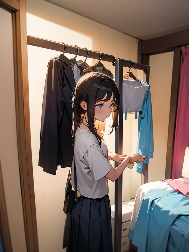 18 year old girl changing clothes in her bedroom.