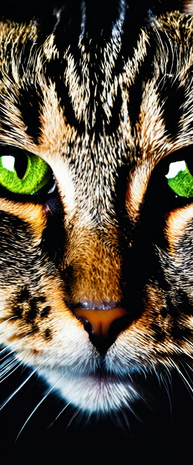 angry cat eyes on black background