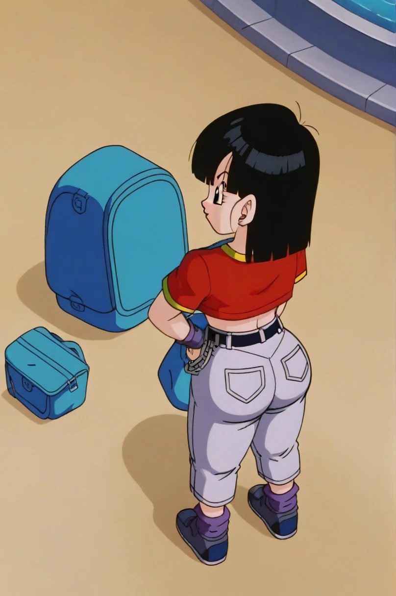 fountain_cheered up, score_9, score_8_above, score_7_above, cheered up screencap,8k, absurd resolution,
Pan \(Dragon Ball\), 1 girl, Alone, looking at the viewer, short hair, hits, black fur, session, whole body, blue bag, black eyes, crossed arms, crossed legs, schoolbag, denim, NSFW, naked, sexy butt, orange scarf, retro artStyle, female , grey Pants, Waist bag, v shaped eyebrows, from below, rock, diaphragm, clavicle, 1990s \(Style\)medium chest, showing buttocks, 2nalgas, perfect anatomy, skimpy clothing, medium breasts, medium rear, unclothed, bare shoulders, big sexy ass, Wide hips, sexy, escasa ropa medium breasts
