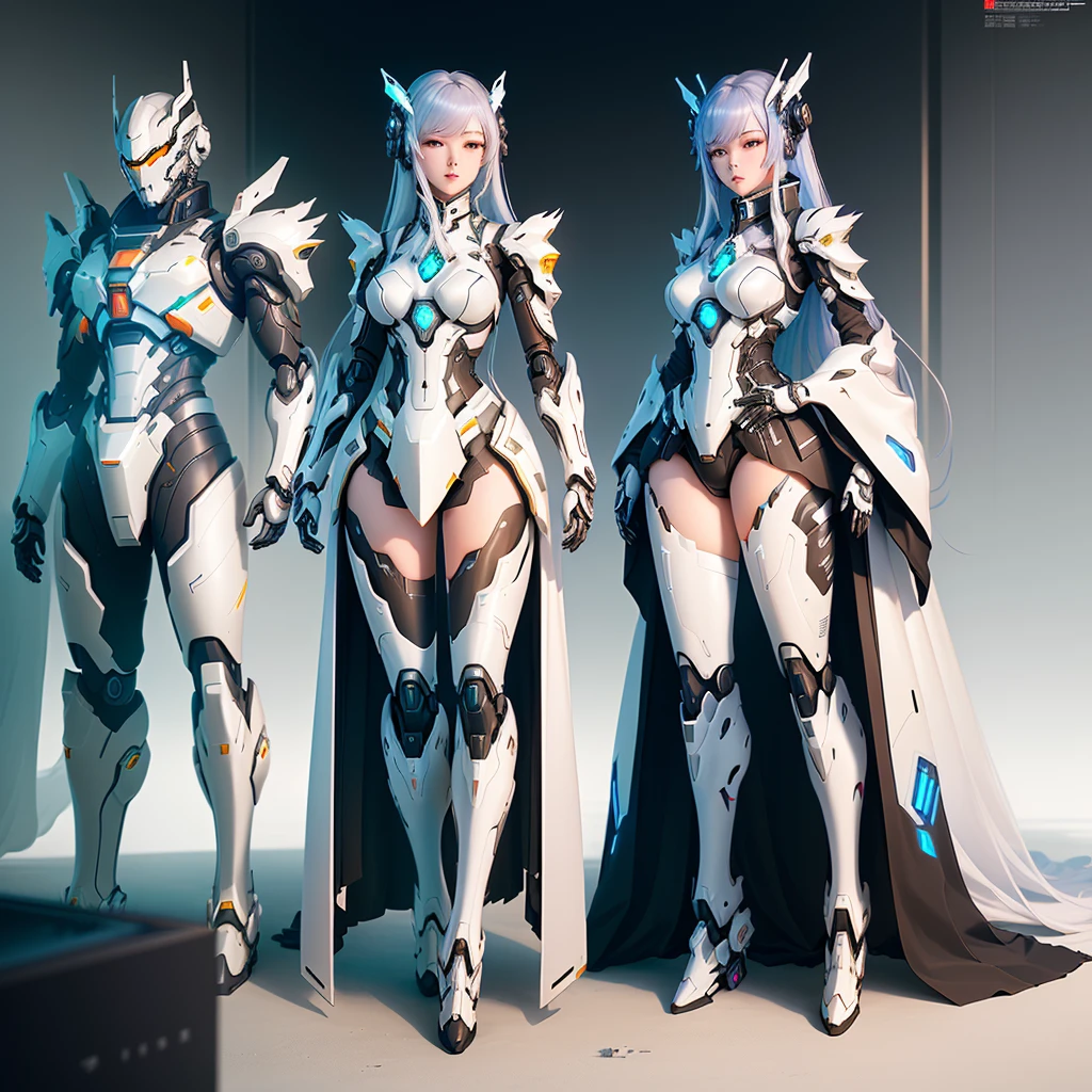 futuristic robot Ethereal and Mecha Themes High quality digital concept art Simple futuristic cyborg empress cyberpunk anime girl robot Mecha Anime Aesthetics Amazing wallpaper by Yang J, alexandre ferra white mecha beautiful robot character design, cgsociety and fenghua zhong, concept art. warframe, in white futuristic armor, full body, wide angle