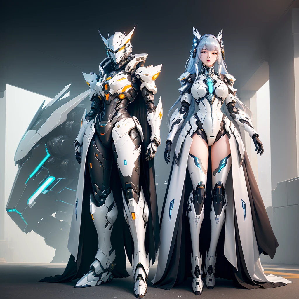 futuristic robot Ethereal and Mecha Themes High quality digital concept art Simple futuristic cyborg empress cyberpunk anime girl robot Mecha Anime Aesthetics Amazing wallpaper by Yang J, alexandre ferra white mecha beautiful robot character design, cgsociety and fenghua zhong, concept art. warframe, in white futuristic armor, full body, wide angle