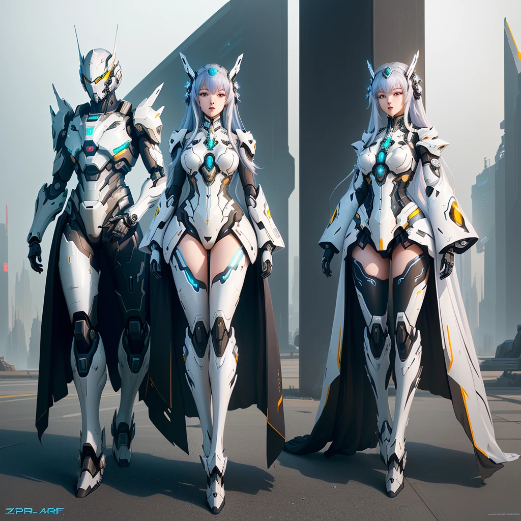 futuristic robot Ethereal and Mecha Themes High quality digital concept art Simple futuristic cyborg empress cyberpunk anime girl robot Mecha Anime Aesthetics Amazing wallpaper by Yang J, alexandre ferra white mecha beautiful robot character design, cgsociety and fenghua zhong, concept art. warframe, in white futuristic armor, full body, wide angle