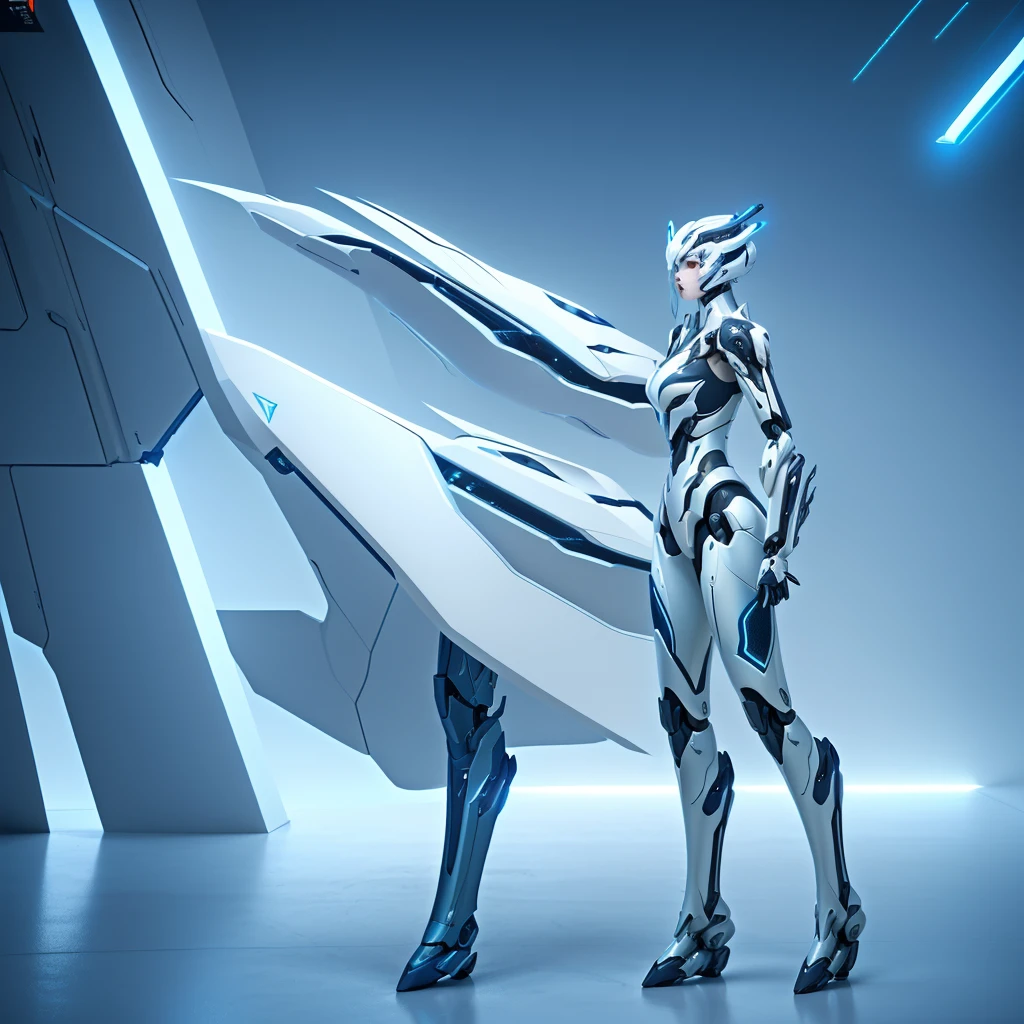futuristic robot Ethereal and Mecha Themes High quality digital concept art Simple futuristic cyborg empress cyberpunk anime girl robot Mecha Anime Aesthetics Amazing wallpaper by Yang J, alexandre ferra white mecha beautiful robot character design, cgsociety and fenghua zhong, concept art. warframe, in white futuristic armor, full body, wide angle