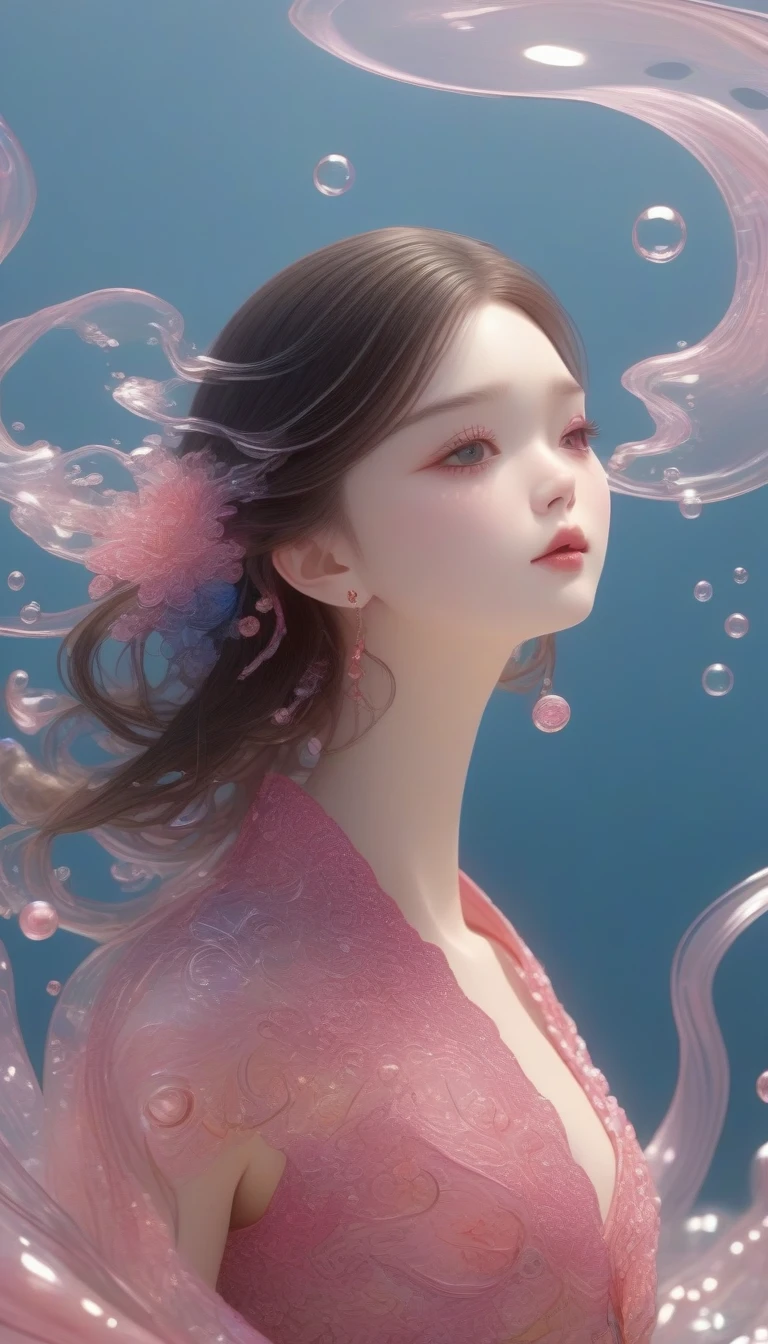 1 Girl, Solitary, Under the Deep Sea, Beautiful Inner Glow；Wearing pink Chinese clothing，Fairy the same，underwater dance；dancer；pink water，金色的bubble； Deep Shadows, Extraordinary details, bubble, spark, Sun streaks, seabed, dark, whole body, swirl, Blu-ray, Embed:Average runoff, masterpiece, high quality, 4K