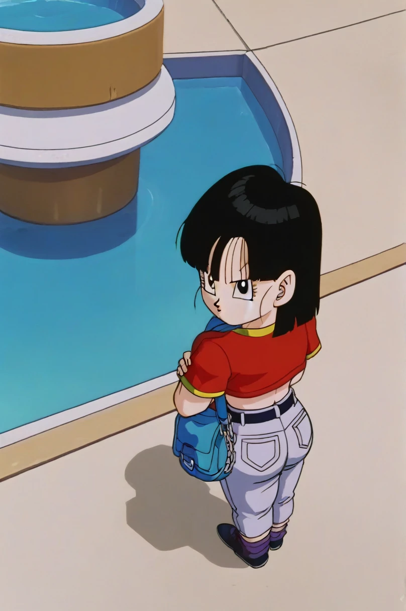 fountain_cheered up, score_9, score_8_above, score_7_above, cheered up screencap,8k, absurd resolution,
Pan \(Dragon Ball\), 1 girl, Alone, looking at the viewer, short hair, hits, black fur, session, whole body, blue bag, black eyes, crossed arms, crossed legs, schoolbag, denim, NSFW, naked, sexy butt, orange scarf, retro artStyle, female , grey Pants, Waist bag, v shaped eyebrows, from below, rock, diaphragm, clavicle, 1990s \(Style\)medium chest, showing buttocks, 2nalgas, perfect anatomy, skimpy clothing, medium breasts, medium rear, unclothed, bare shoulders, big sexy ass, Wide hips, sexy, escasa ropa medium breasts

