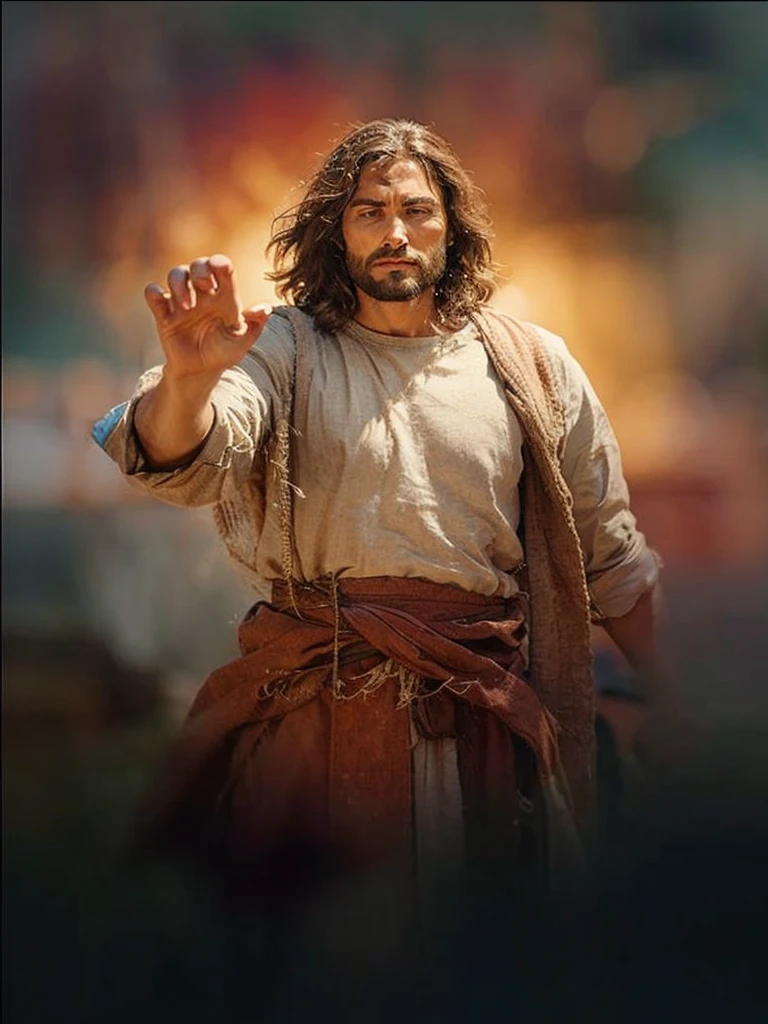 Jesus praying realistic photo with his face from the front