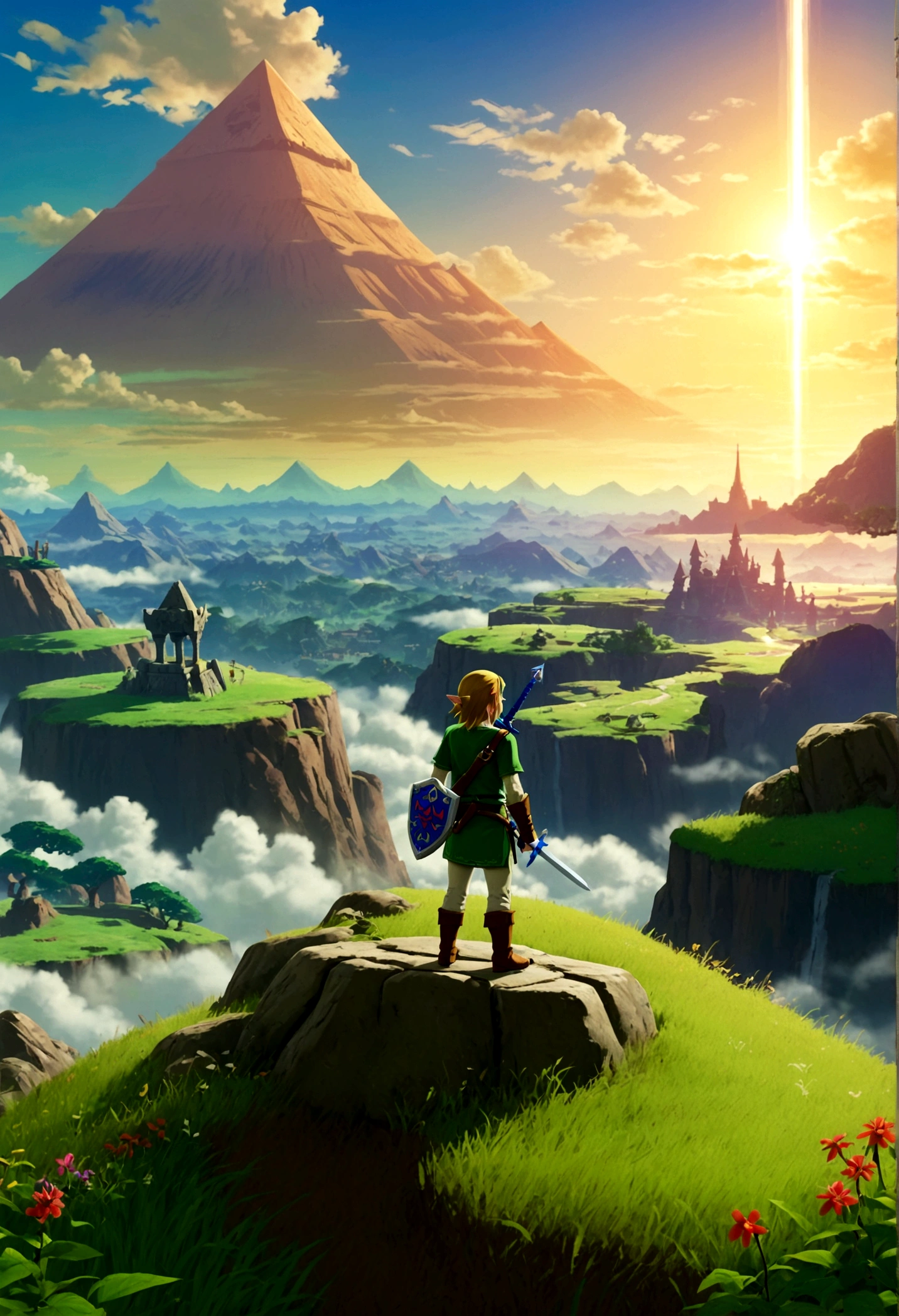 The Legend of Zelda, game style, by Chiho Aoshima, full body, cinematic still, cinemascope, best quality, masterpiece, very aesthetic, perfect composition, intricate details, ultra-detailed, vivid colors