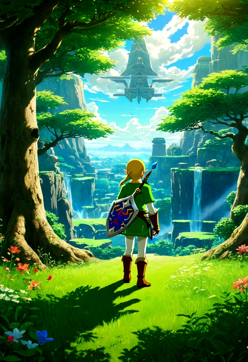 The Legend of Zelda, game style, by Chiho Aoshima, full body, cinematic still, cinemascope, best quality, masterpiece, very aesthetic, perfect composition, intricate details, ultra-detailed, vivid colors