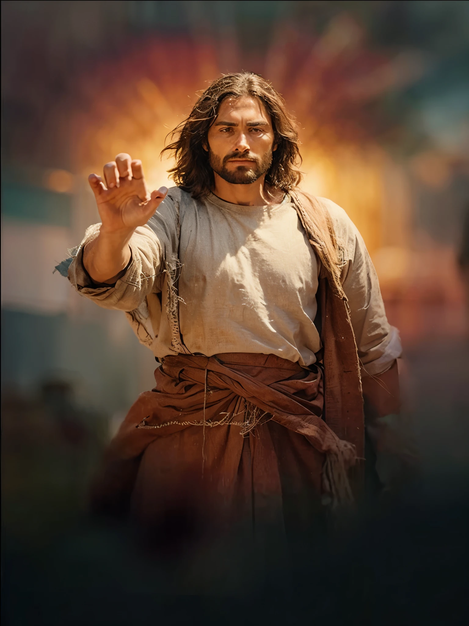 Jesus praying realistic photo with his face from the front