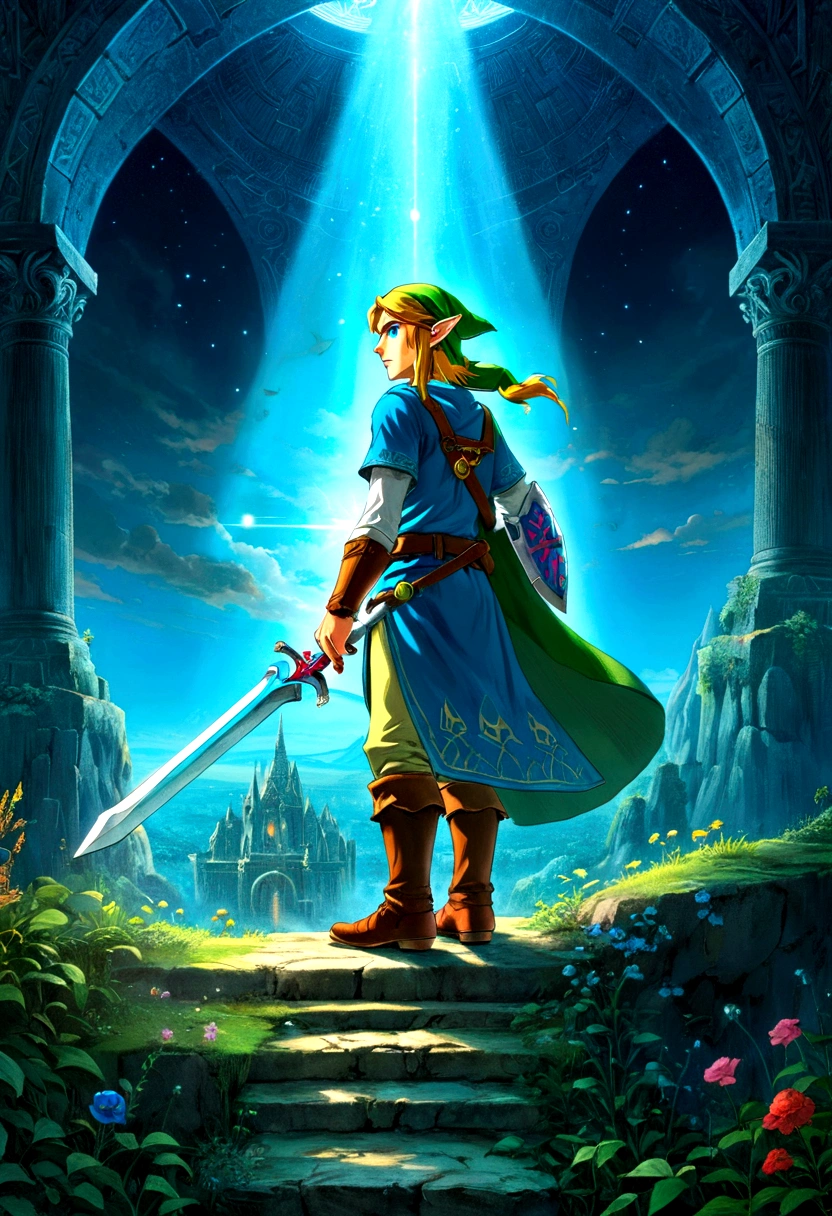 The Legend of Zelda, game style, by Gustave Doré, full body, cinematic still, cinemascope, best quality, masterpiece, very aesthetic, perfect composition, intricate details, ultra-detailed, vivid colors