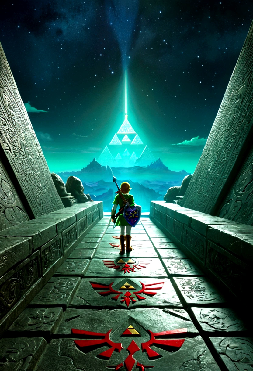 The Legend of Zelda, game style, by Will_Eisner, full body, cinematic still, cinemascope, best quality, masterpiece, very aesthetic, perfect composition, intricate details, ultra-detailed, vivid colors