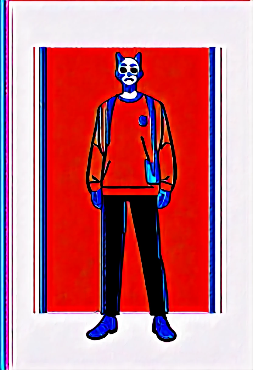 A man wearing a Guy Fawkes hacker mask with a suspicious look, carrying a large backpack on his back, and prominently holding a bag of money in his hand. The character is looking straight ahead with a dark, ominous style. A digital thief. 1man, Guy Fawkes hacker mask, suspicious look, large backpack, bag of money, digital thief, cartoon style, comic book, vibrant colors, cel shading, dynamic pose, detailed illustration, dramatic lighting, cyberpunk theme, sketch, inked lines, focus on hand holding money bag, looking forward, dark, ominous style
