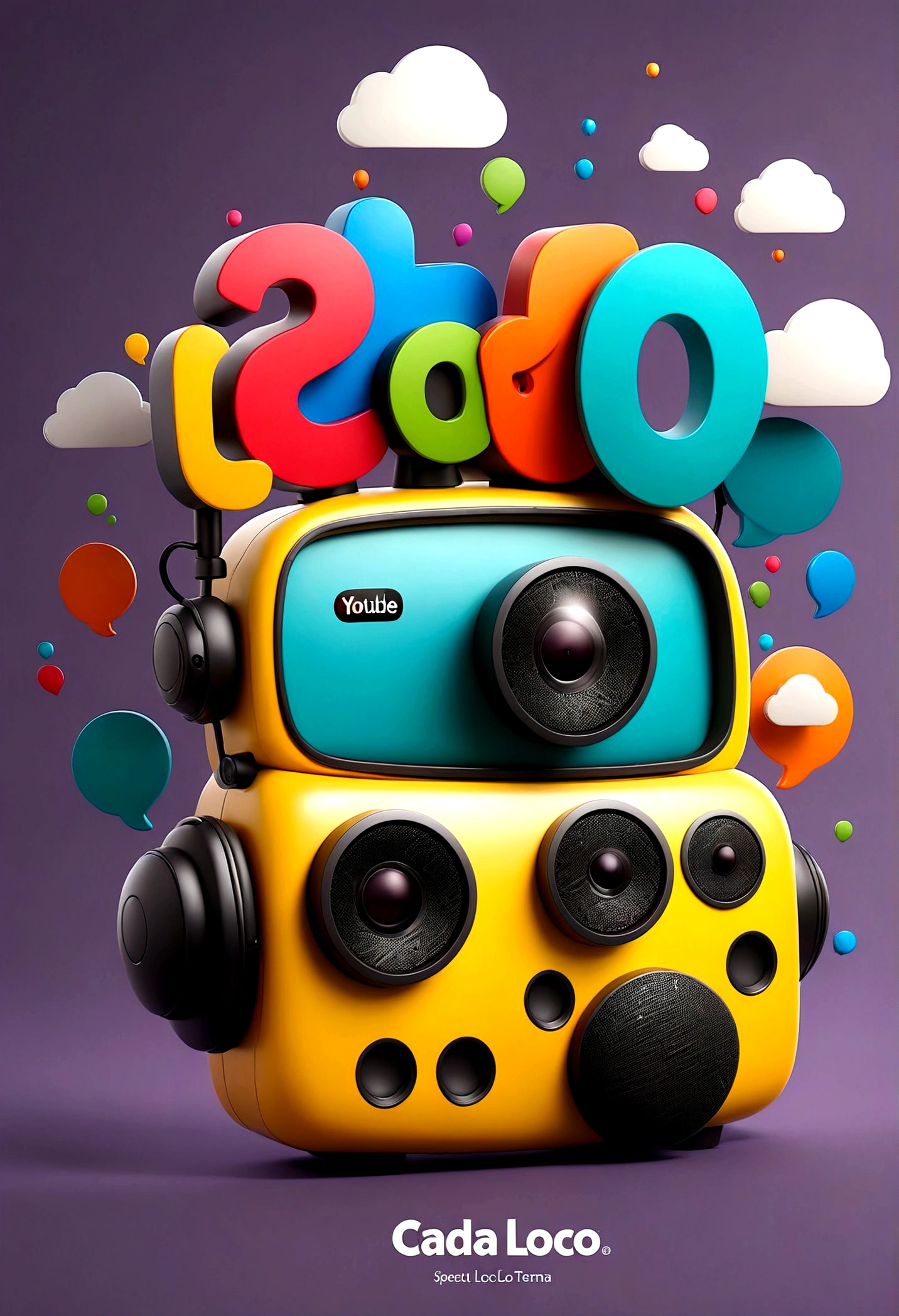 "I want a highly professional and polished logo for a YouTube channel called 'Cada Loco Con su Tema'. The logo should appear to be made with software such as Illustrator or CorelDRAW. The design should be modern and clean, with vibrant colors that attract attention. Incorporates elements that suggest interviews, reports and podcast content, like a microphone, speech bubbles or a camera icon. The text must be clear and stylized, with the name 'Cada Loco Con Su Tema' displayed prominently."