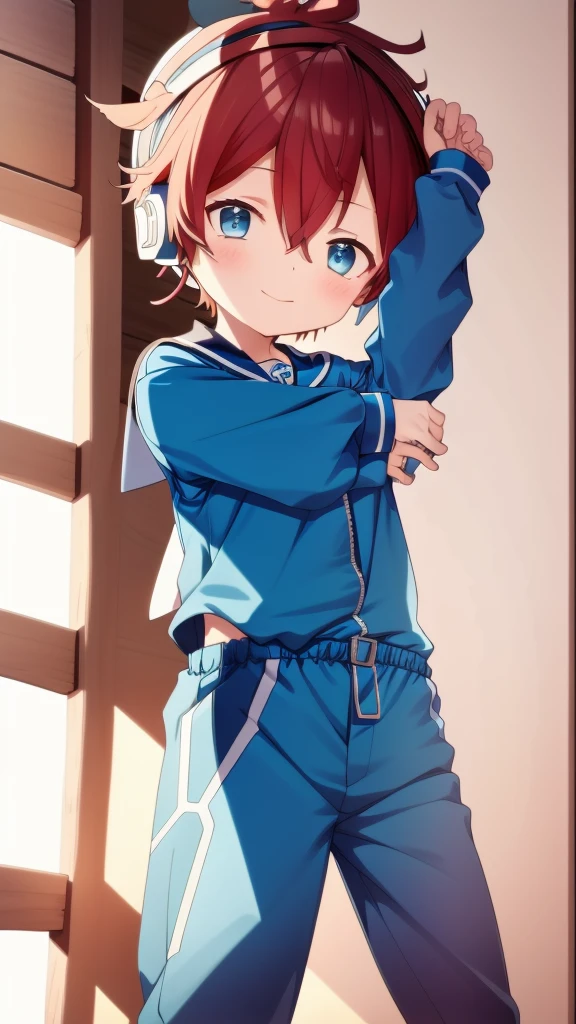 2D Boy Shota,One-piece racing suit,Slim,Put the headphones on your head,Standing,goggles,happy,Sailor collar,Lovely
