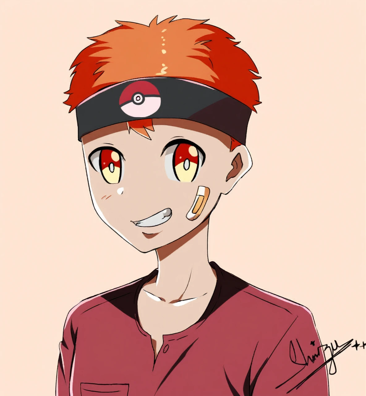 Draw given image holding a pokeball in hand
