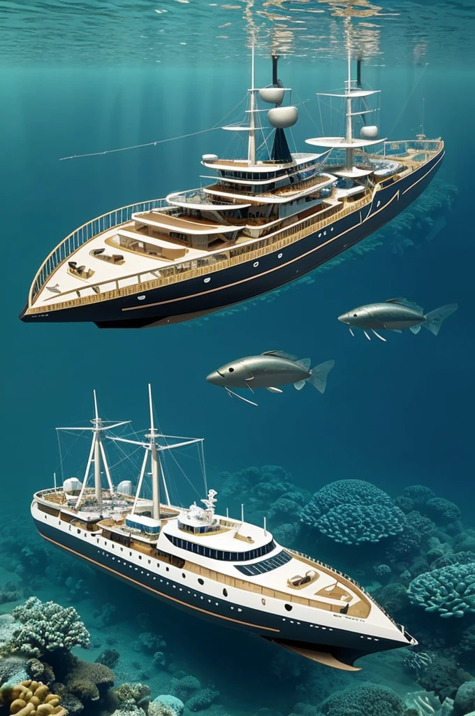 Can you help me generate designs or inspirations for an underwater acoustic ship based on the characteristics of the Notonectidae insect?? I am interested in exploring how I could incorporate elements such as the aerodynamic shape, the ability to navigate in water, and other relevant insect characteristics in the design