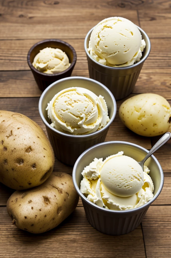 Potato post with ice cream