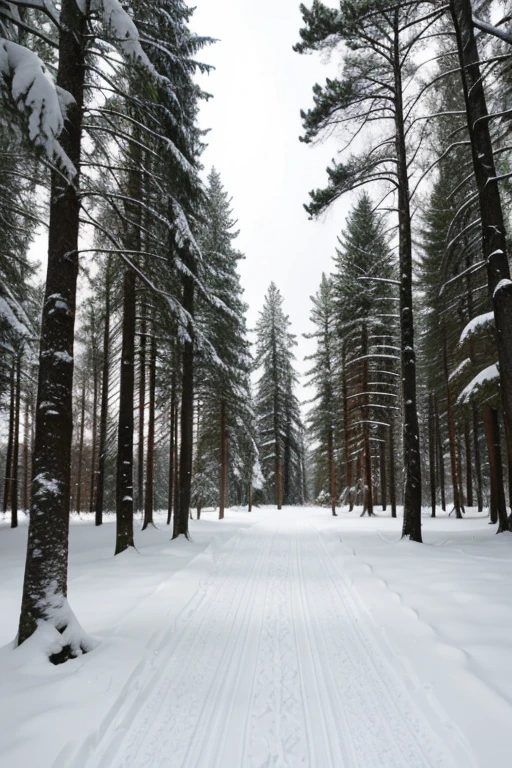 Landscape forest in winter with a lot of snow