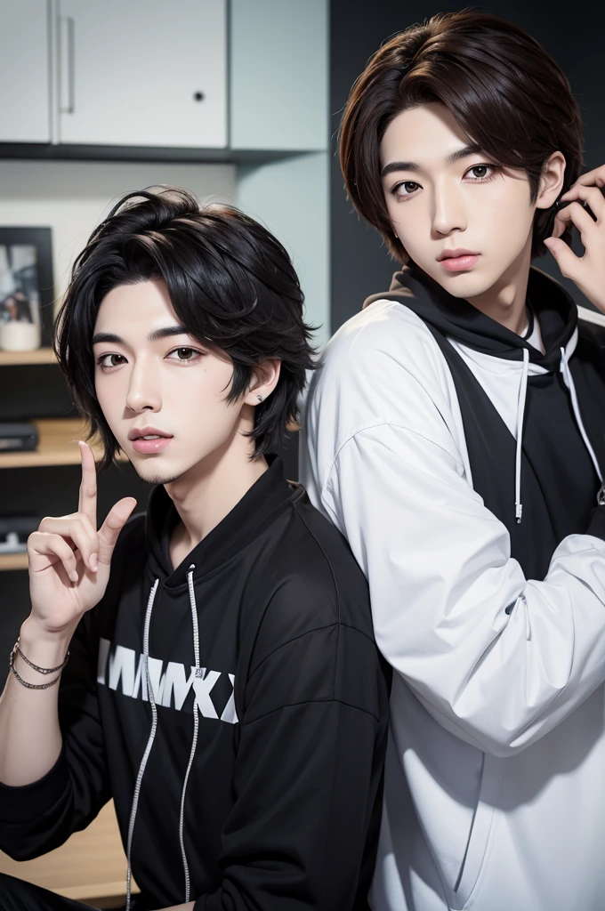 Create a photo of YouTuber T3ddy and Haewon from nmixx together
