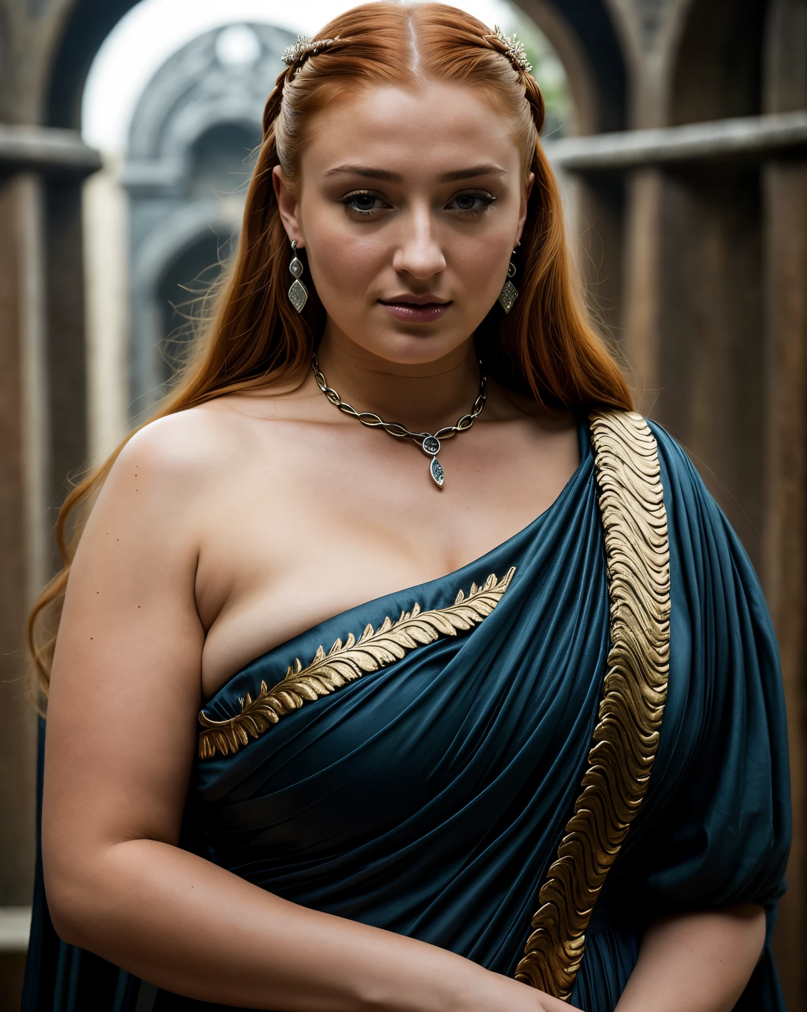 Foto RAW, Sansa Stark, Extremely gorgeous lady, Sansa Stark PLAYED BY Sophie Turner, Full figured woman, heavy physique, voluptuous, curvy, Full figured lady, thick fleshy figure, bulky figure, Queen Sansa Stark, she a mature woman now, milf, sexy mediaeval battle dress, gladiator woman, body, 45 years old Woman, body revealing costumes, perky breast, alluring figure, big natural breast, mediaeval costumes, mediaeval queen dress, erotic costumes, lusty physique, seductive figure can capture every people's attention, Game of thrones costumes, revealing captivating figure, Mediaeval costumes, revealing clothes, A tomboy, she would rather fence than dance, warrior queen , game of thrones screen caps, Game of Thrones Series, (pele altamente detalhada: 1.2), 8k UHD, DSLR, soft-lighting, alta qualidade, grain of film, Fujifilm XT3