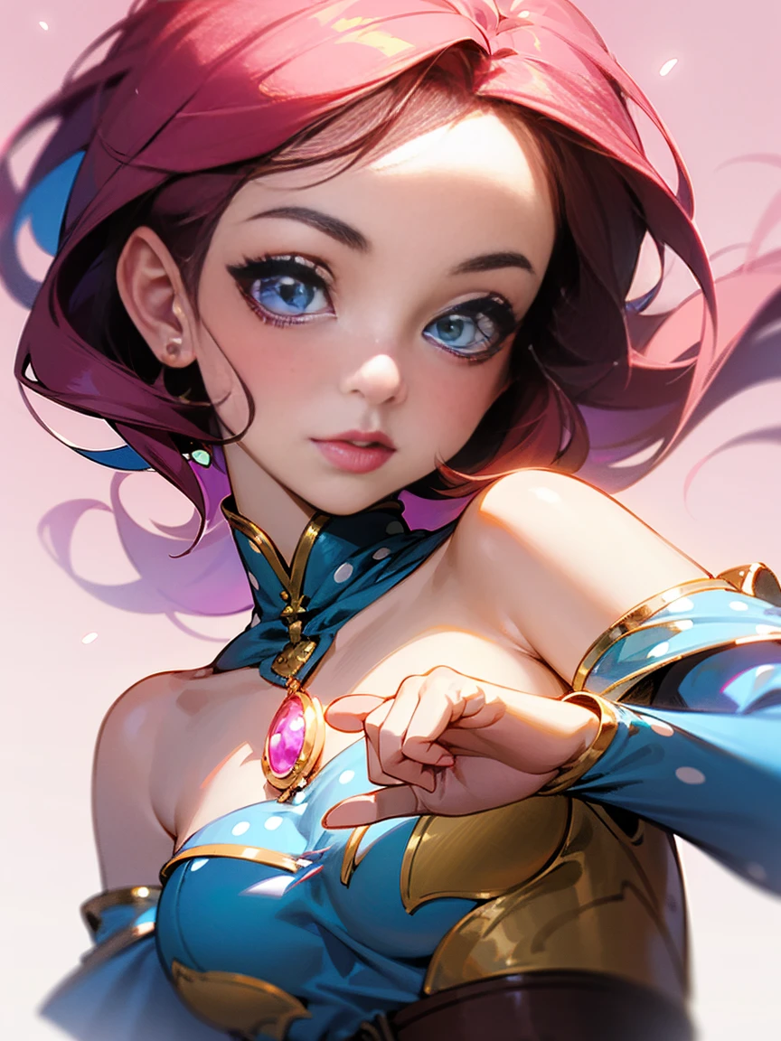 (Woman close up)、((Depiction of only the upper body))、10th generation women、Pink lip gloss、smile、Blushing、(Open the lipstick a little、High resolution、16k))、Medieval city