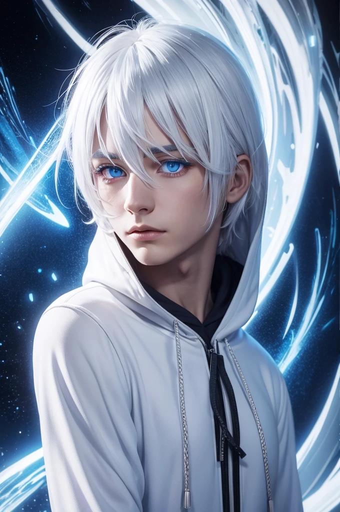 Phoenix man hooded blue eyes platinum white hair