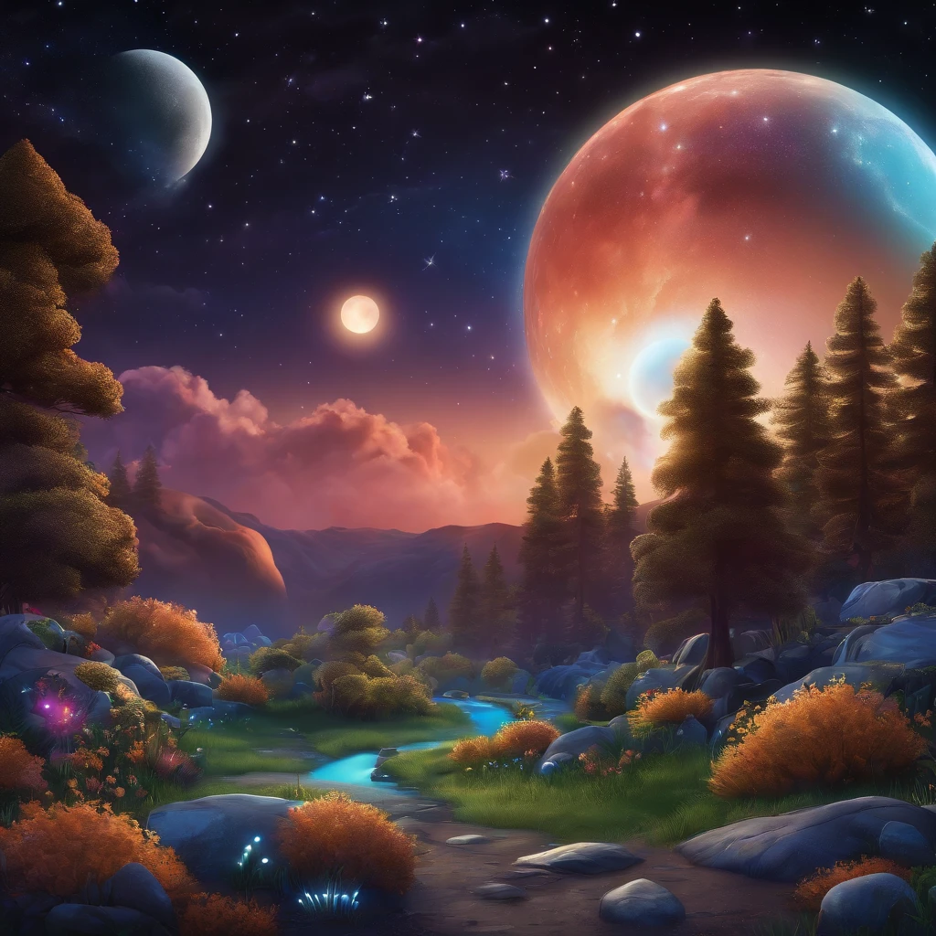 ((beautiful night time background, garbage pail kids style)), galaxy, 3d cartoon, high quality, detailed,