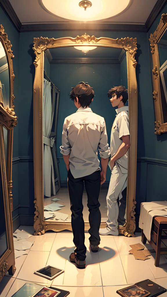 Broken looking at a mirror of what life would be like if he were happy