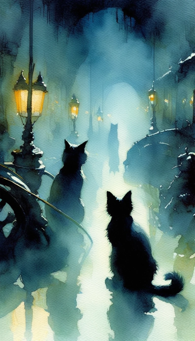 Two women, cool, cute, beautiful, a fun day, an underground expedition, dark and creepy creatures, artistic and memorable masterpieces, story moments, close-ups, fog Watercolor: 1.3, Delicate, Detail, Masterpiece, (cute cats :1.3),(intricate:1.2), high contrast, (art inspired by Bill Sienkiewicz). oil painting)