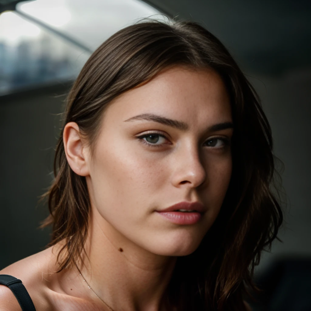 a beautiful cute angry danish gen-z girl, 18 years old, with freckles, nerdy seductive eyes, irresistible facial expression, shaggy haircut, midshot, high angle, captivating artistic image, (best quality,4k,8k,highres,masterpiece:1.2),ultra-detailed,(realistic,photorealistic,photo-realistic:1.37),extremely detailed face and eyes, stunning lighting, vibrant colors, digital art, cinematic, dramatic lighting, moody atmosphere