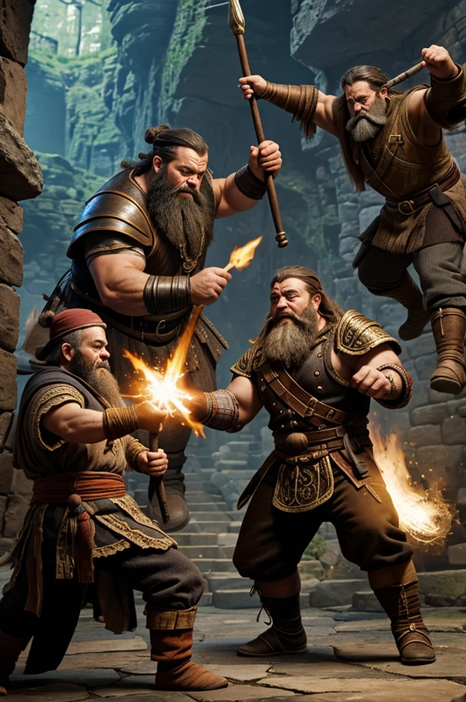 Ancestral dwarf wizard in a fight with the man of ojolata