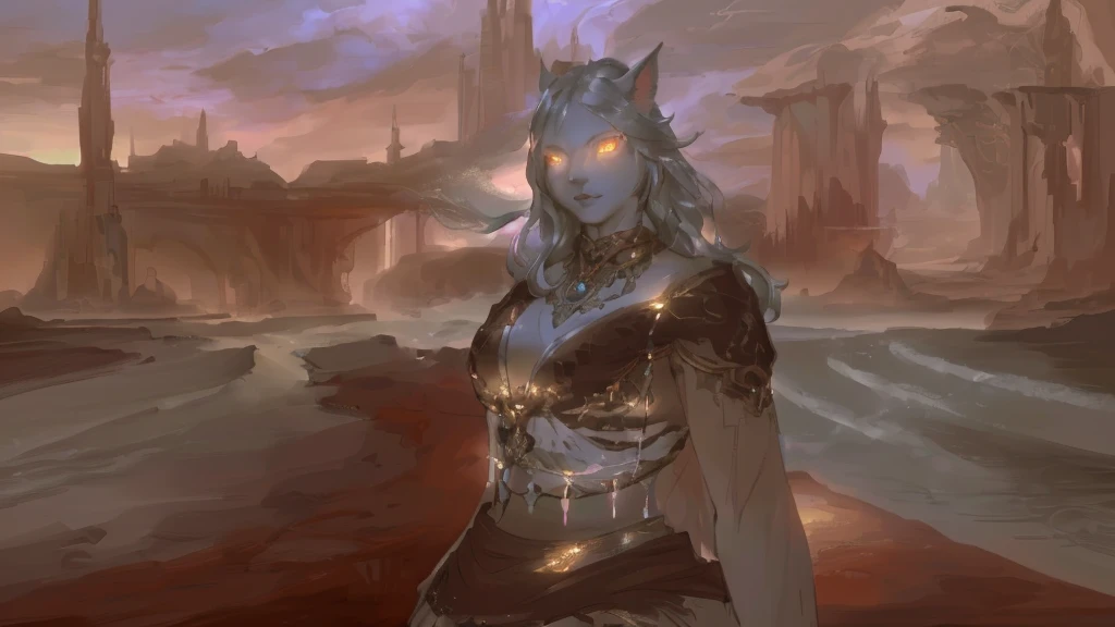 a beautiful catgirl anthro, ffxiv heavensward landscape, detailed fantasy character, dramatic lighting, rich colors, cinematic composition, concept art, digital painting, (best quality,4k,8k,highres,masterpiece:1.2),ultra-detailed,(realistic,photorealistic,photo-realistic:1.37),dynamic pose,intricate details,exquisite textures,vibrant colors,dramatic shadows,glowing eyes,detailed facial features,flowing hair,elegant dress,detailed jewelry,mysterious atmosphere,fantastical setting