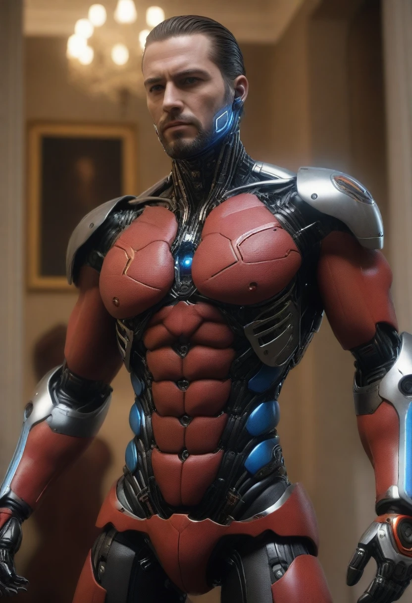 (Best quality, 4K, 8 thousand., A high resolution, masterpiece:1.2), absurdity, masterpiece, ultra detailed, (realistic, photorealistic, photorealistic:1.37), the hard parts, HDR, (the hard parts:1.12), (hyper detailed, hyper realistic, soft lighting, spicy:1.2), beautiful figure, Magnificent Anatomy, (the hard part, hyper detailed:1.15), Smooth skin, cyborgs fell at a palace reception.