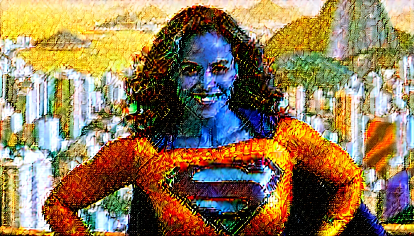 (((Rio de Janeiro City sky))); MARVEL CINEMATIC UNIVERSE, Marvel, DC, Paula Patton (((discreet smile; Beautiful and powerful))) in 1984 Supergirl (((movie))) costume, epic background, upper body, badass look, photo (Masterpiece) (Best quality) (detail) (8K) (HD) (Wallpaper) (Cinematic lighting) (Sharp Focus) (Intricate)