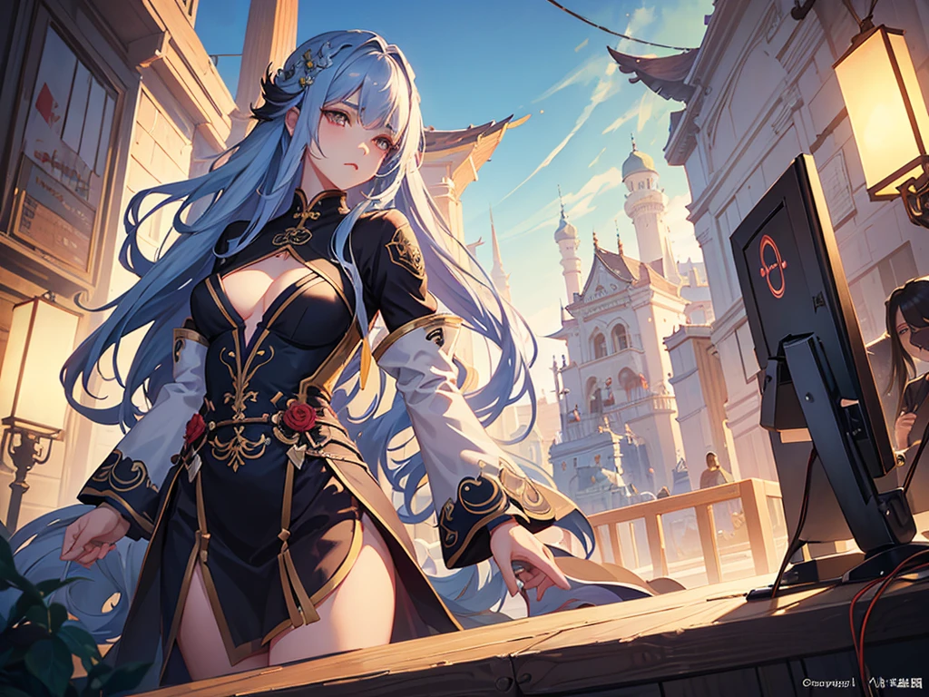 um close de uma mulher com cabelos brancos, linda pintura de personagem, Guweiz, artwork in the style of Guweiz, divindade de cabelos brancos, por Yang J, arte de personagem épica e requintada, Arte impressionante de personagens, por Fan Qi, por Wuzhun Shifan, Guweiz on pixiv artstation