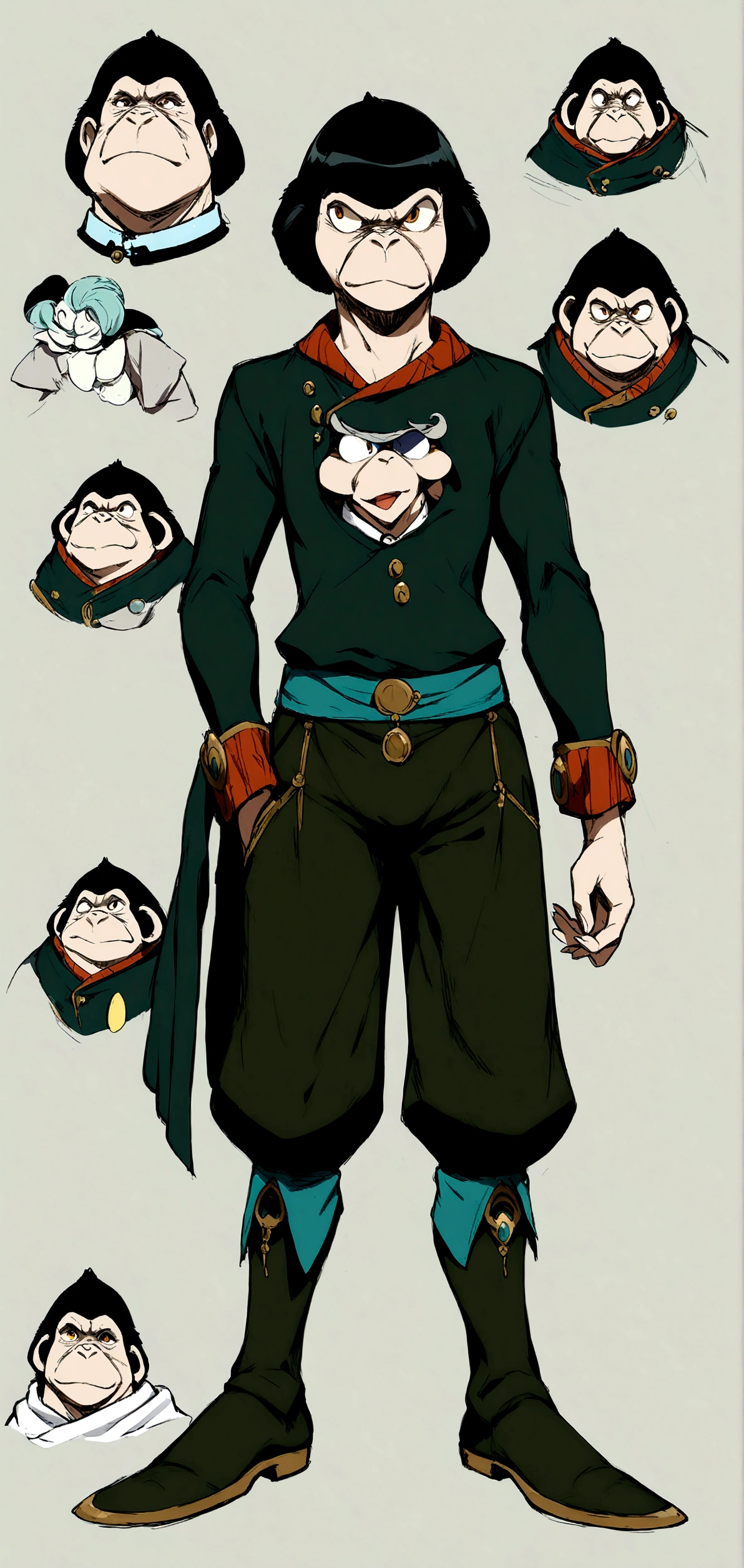 un gorille male un peu perdu ( ( Concept Art de personnage ) ), Whole-body character drawing