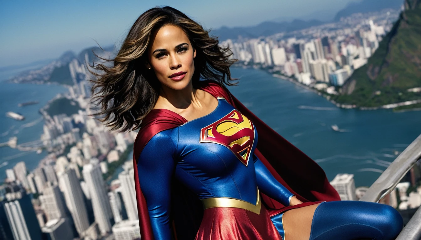 Rio de Janeiro; Paula Patton Supergirl; HD. Photograph, ((realism)), extremely high quality RAW photograph, ultra detailed photograph, sharp focus, high resolution, (detailed skin:1,3),high quality, film grain, Fujifilm XT3,Highly Detailed, movie, (Cinematic Photo:1.3) of (Realistic:1.3); 2000s movies