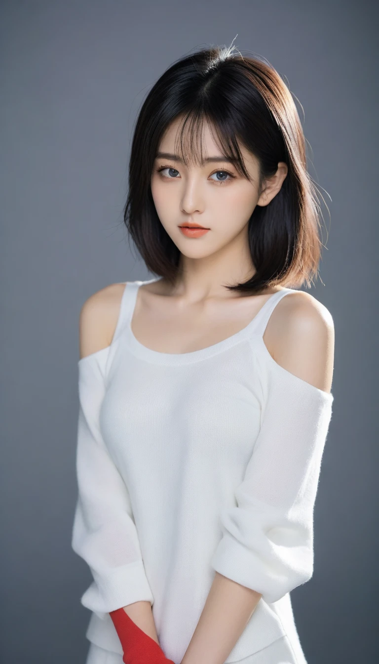 8K, Ultra-high resolution, Highest quality, masterpiece, 三分割法によるphotograph,Surreal, photograph, 1 Girl, (:1.3), pretty girl, Cute face, Beautiful eyes in every detail, 細かくdetailedに,masterpiece,One Girl:1.2, Japan Female Announcer,whole body,glaring,Black Hair,Bob with bangs,A city near the future,cyber punk,Mechanized arm,Fighting Machine,Aggressive pose,Beautiful leg line beauty,Looking at the audience、beauty,Long neck、(((Ideal body type))),A cup small breasts :2,、Portraiture:2、Perfect Anatomy、鮮明なdetailed、detailed、Surreal、Light and shadow,Strong light