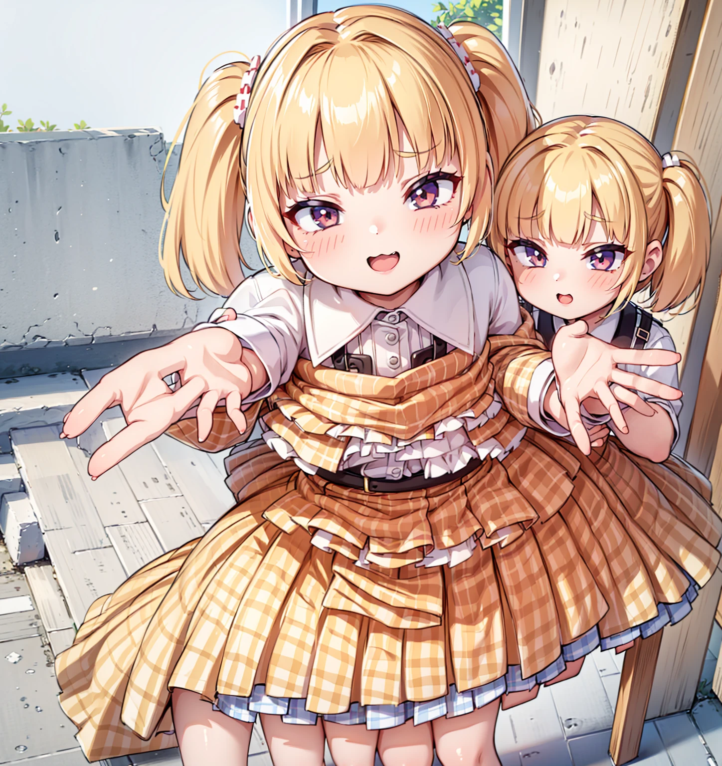 bionde, {{{Half Twin Tail:1.3}}}、shirt, blush, white shirt, hair ornaments, Manicure, Plaid skirt, Pleated skirt,
,Pay attention to the panties,
Looking down,View your audience,Panties as a gift,Tabletop, Highest quality, Perfect Skin, Detailed skin texture, Super detailed, 8K, Intricate details, Beautifully detailed face,High resolution,
Looking down at the viewer, masterpiece, (Panties are stained with pee)、(Pussy、Love Juice)、(body odor),perfect hands,(((1 girl,alone)))