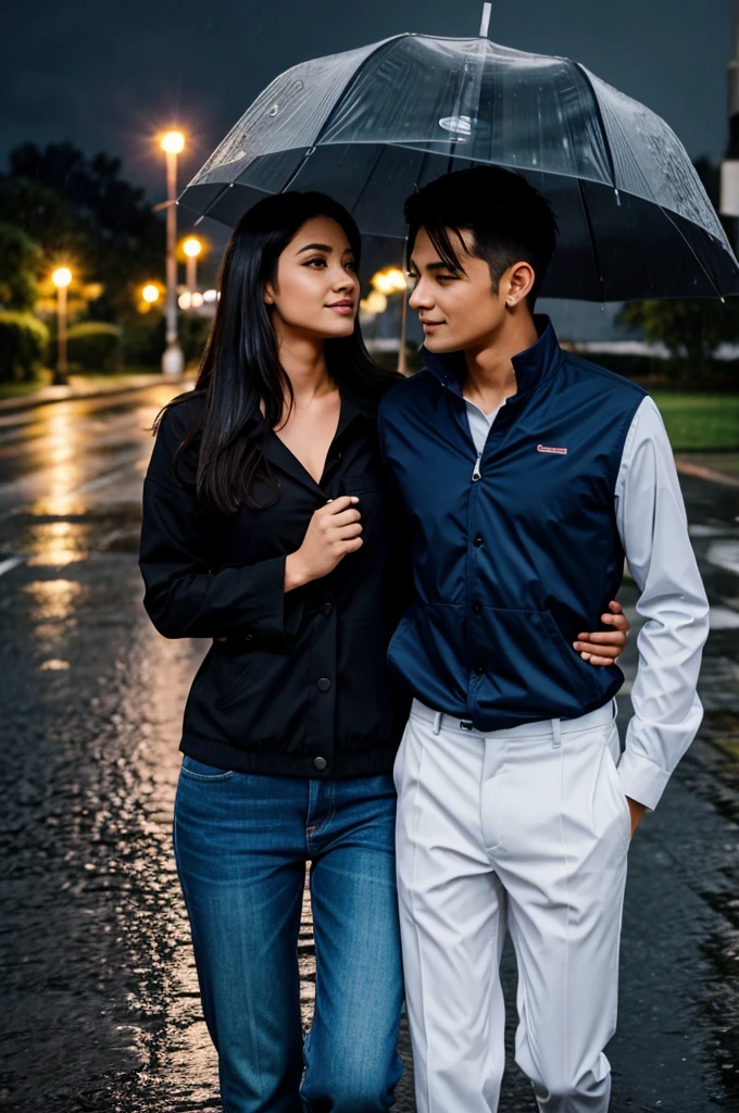 Couples in rainy night