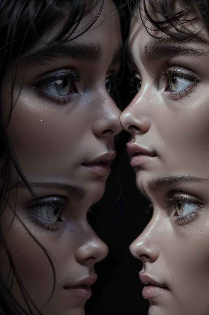 straight couple hugging each other looking at each other (best quality,4K,8K,high resolution,Artwork:1.2),ultra-detailed,(realistic,photorealistic,photo-realistic:1.37),detailed eyes,detailed lips,extremely detailed, intense expression, chiaroscuro lighting, moody atmosphere, dramatic shadows, rich colors, cinematic, portrait