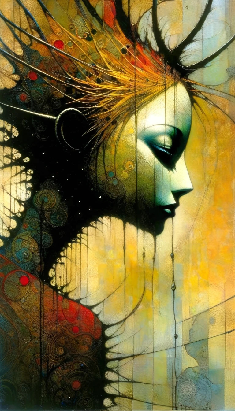 loneliness (art inspired by Dave Mckean, intricate details, oil painted )
