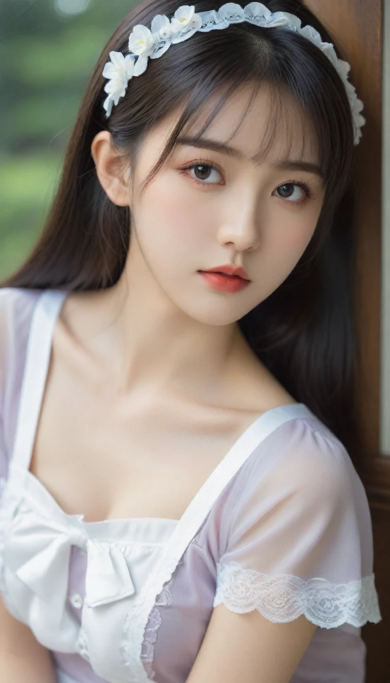 8K, Ultra-high resolution, Highest quality, masterpiece, 三分割法によるphotograph,Surreal, photograph, 1 Girl, (16 years old:1.3), pretty girl, Cute face, Beautiful eyes in every detail, 細かくdetailedに,masterpiece,One Girl:1.2, Japan Female Announcer, whole body,glaring,Black Hair,Bob with bangs,A city near the future,cyber punk,(Highest quality, 8K, masterpiece, Best image quality, Ultra HD, Delicate and smooth skin, Realistic Skin, Perfect and beautiful face ,完璧でCute face, Skin with attention to detail, Perfect limbs、Narrow waist、Thin legs)、Browsing Caution、Sulky face、(A fusion of Lolita fashion and maid outfits),Beautiful leg line beauty,Looking at the audience、beauty,Long neck、(((Ideal body type))),A cup small breasts :2,、Portraiture:2、Perfect Anatomy、鮮明なdetailed、detailed、Surreal、Light and shadow,Strong light